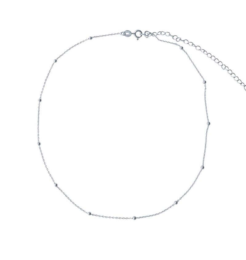 Amkaka Minimalist Sterling Silver Choker Necklace Thin Bead Ball Necklace (Silver) - Image 1